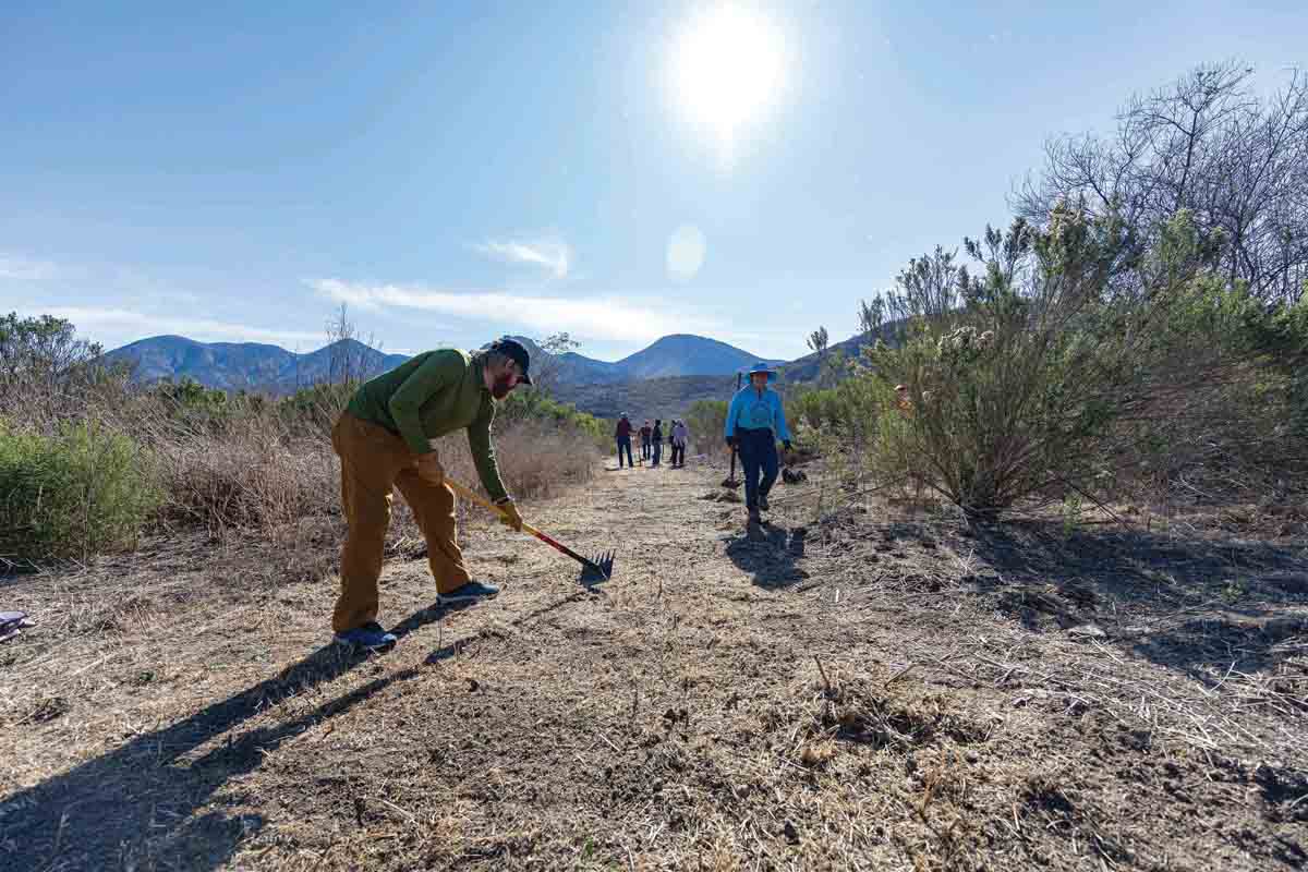 Students, faculty, staff, and alumni volunteered in clearing brush and restoring trails at University Park.