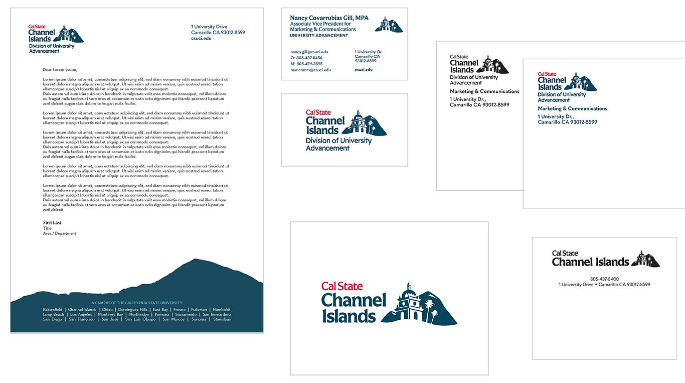 examples of letterhead, business cards, envelopes, notecards and labels