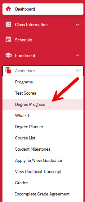 Navigation to the Degree Progress Report
